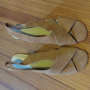 Blush/mauve wedge sandals